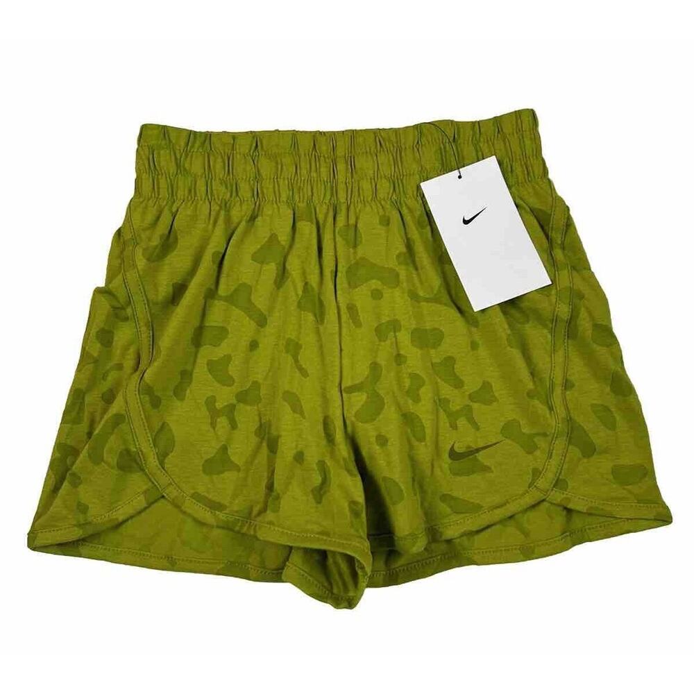 Nike Dri-FIT Girls Size S Training Shorts 4” Breezy Green Terry Lined, HR, Print